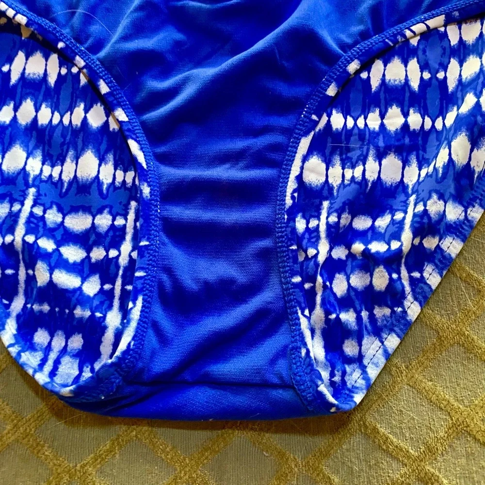 🏝️Ibiza Swimwear Zipper Blue & White Tie Dye High Waisted Bottom🏝️